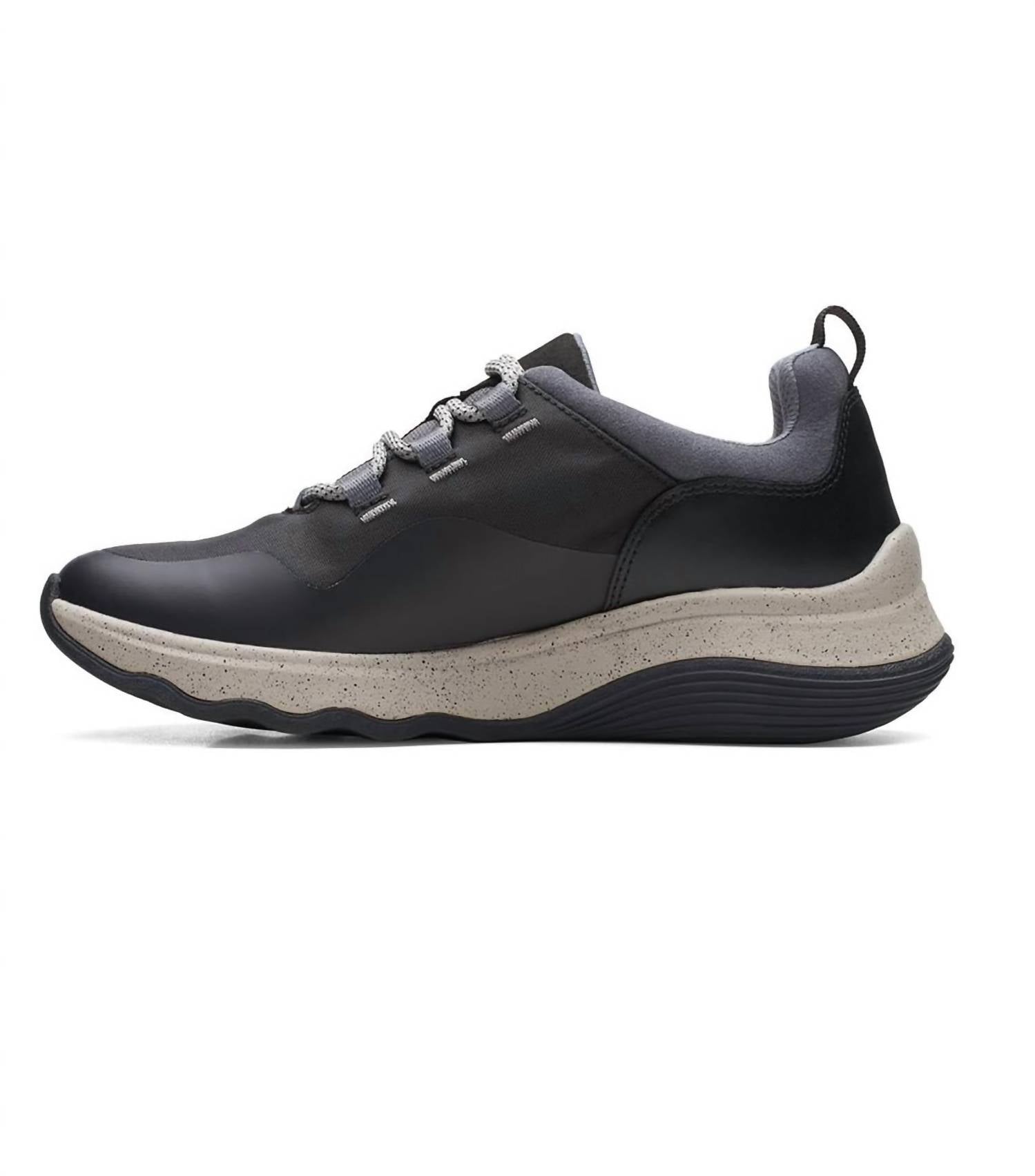 Clarks Women's Jaunt Lace Oxford Shoes in black textile - women's sneaker - detail view
