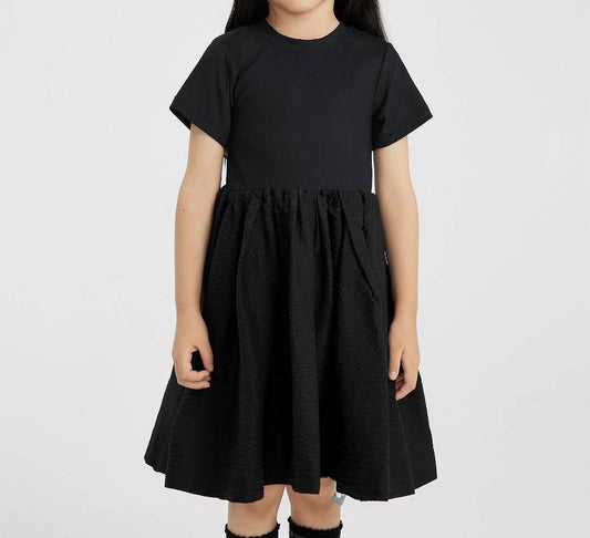 Kids Waisted Blouson Loose Pleat Dress