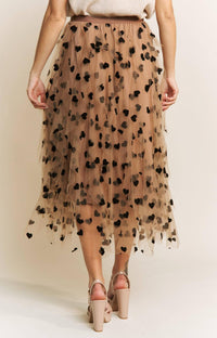 Sweet Generis All Frills Velvet Heart Flocked Midi Skirt in mocha - women's skirt - alternate view