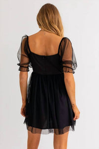 Le Lis - Tulle Mesh Babydoll Mini Dress