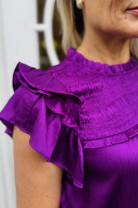 Thml - Short Ruffle Sleeves Textured Top