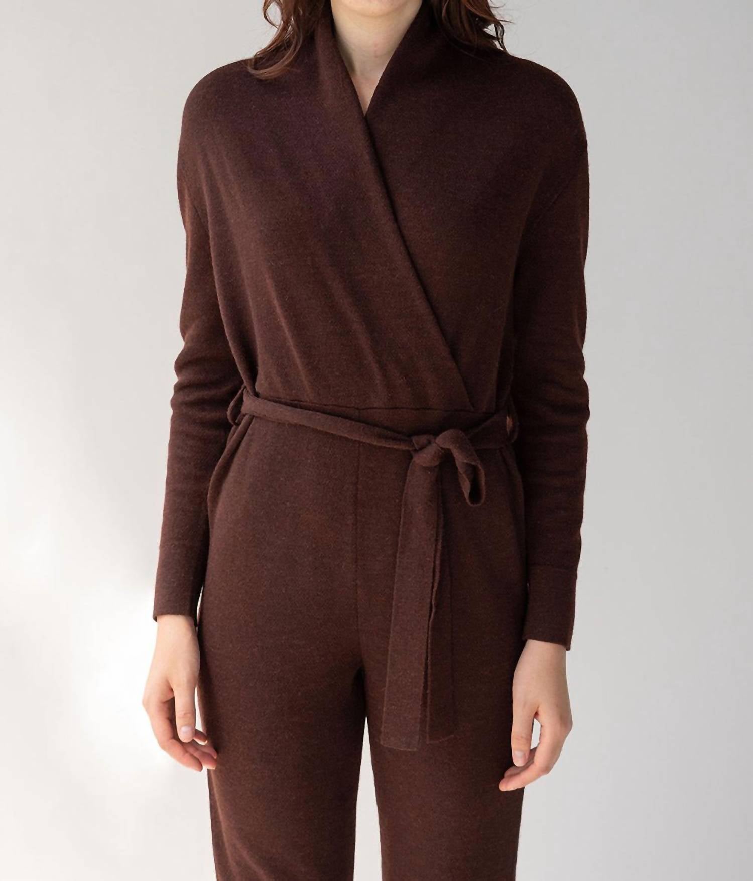 SSKEIN Wrap Neck Jumpsuit in mahogany 1 - women's pants - view 4