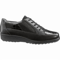 Ara Women's Mae Leather Sneaker in crow patent snake suede - women's sneaker