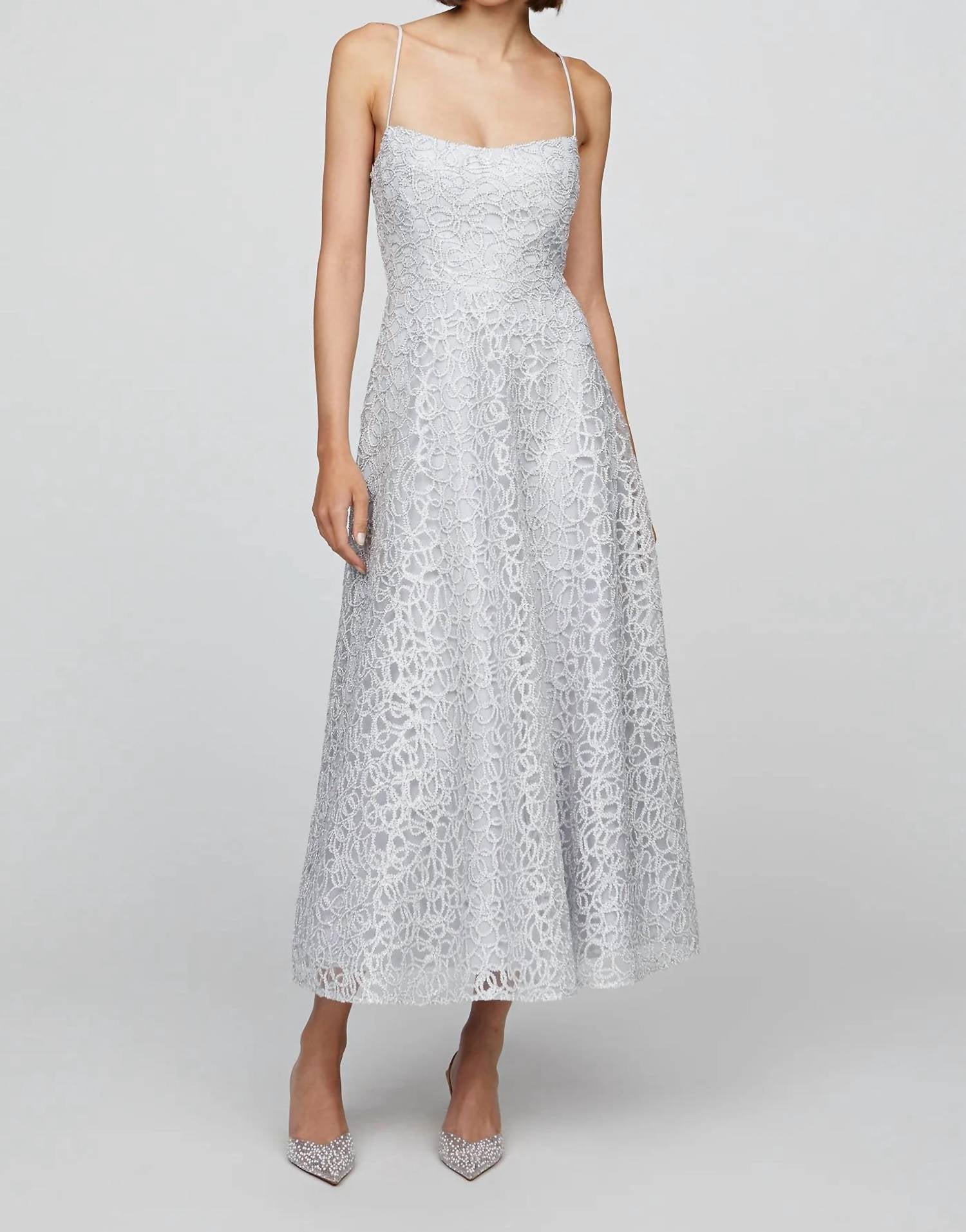 Theia - Sleeveless Tulle Midi Dress