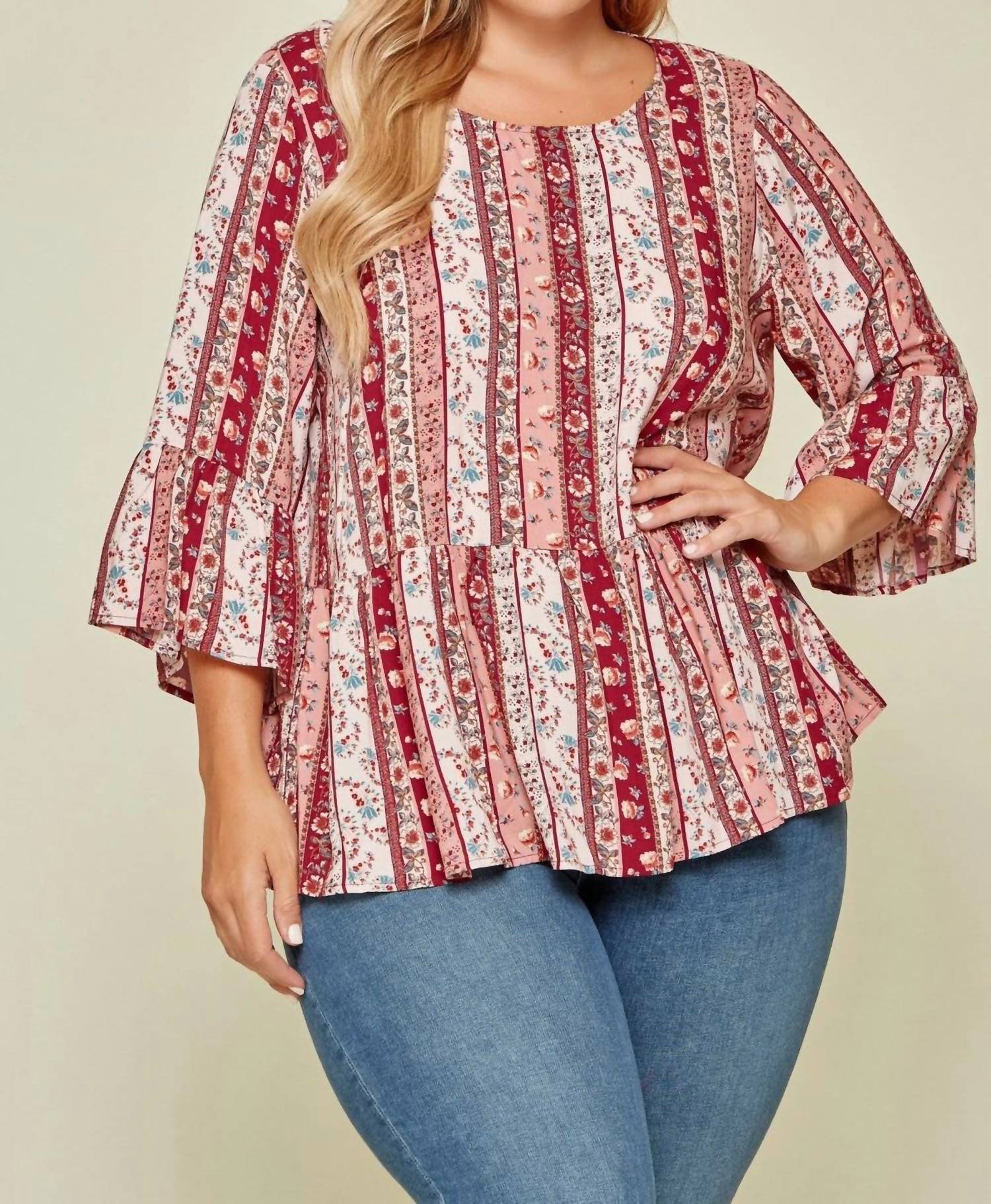 Andree By Unit - Floral Print Peplum Blouse
