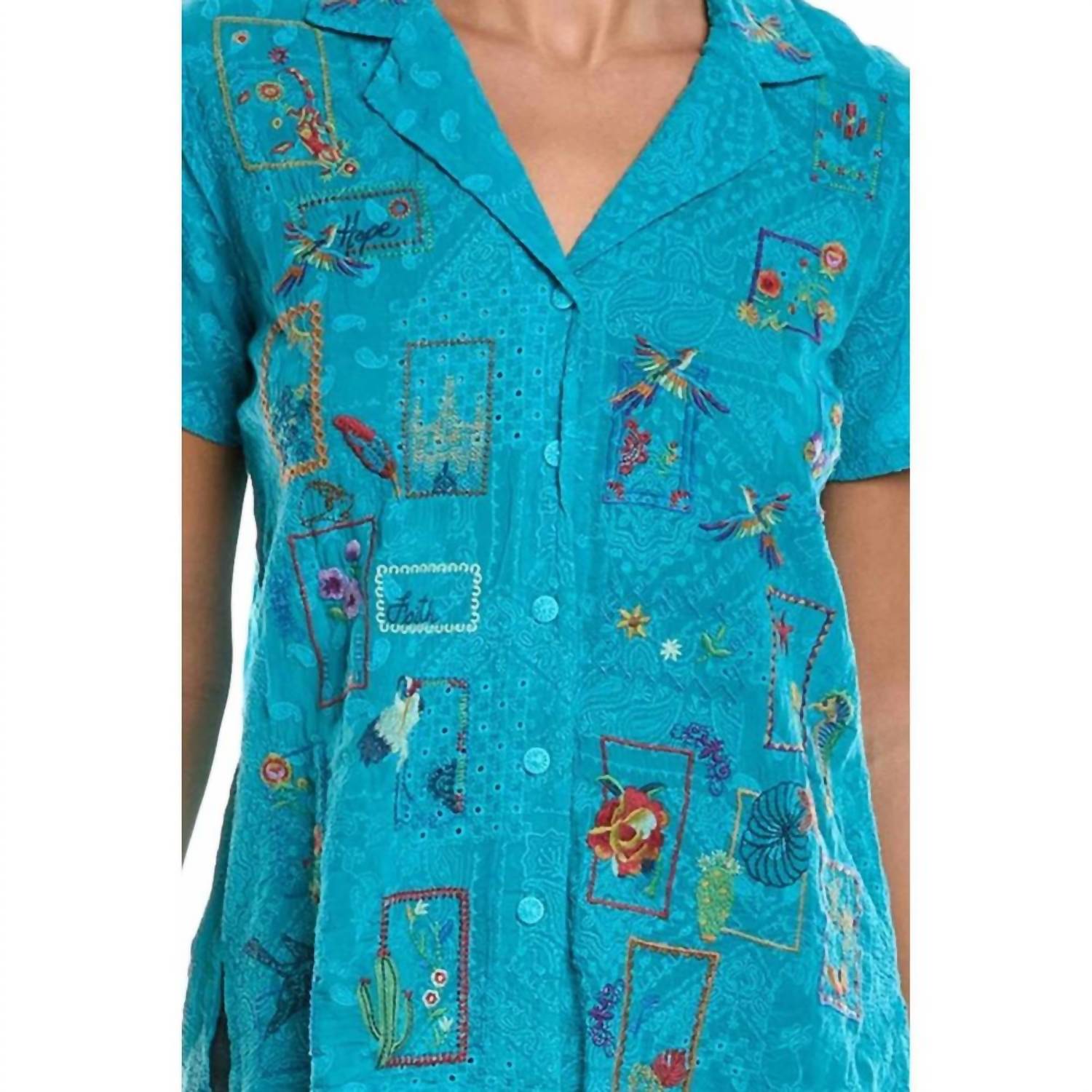 Johnny Was - COOPER EMBROIDERED BUTTON UP ANDREIA
