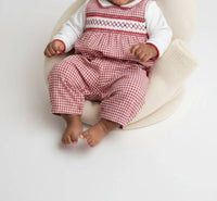 Petit Ami Zubels Check Smocked Longall in red - kids' item - alternate view