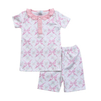 BABY LOREN Girls Bows Pajama Set in pink - kids' sleepwear