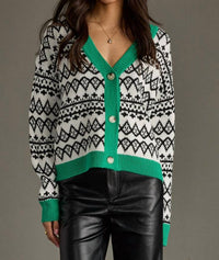 Panache Apparel - Patterned Button Up Cardigan - Plus