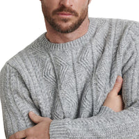 PETER MILLAR Callum Cable Crewneck Sweater in gale grey - men's sweater
