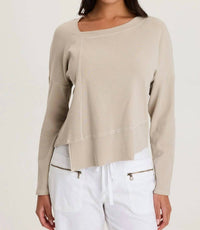 Xcvi - Asymmetrical Ribbed Knit Long Sleeve Tee