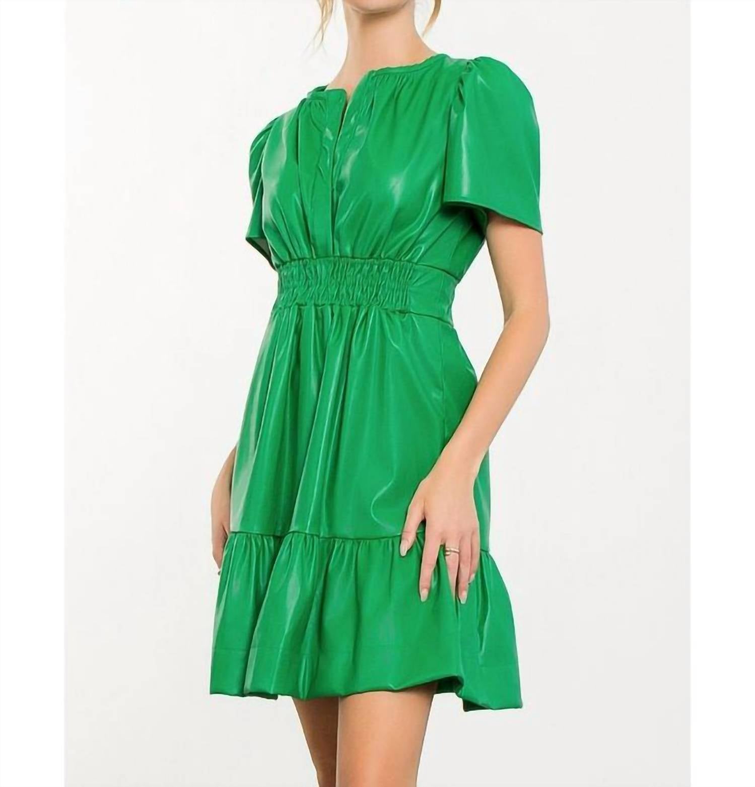 Thml - SMOCKED WAIST LEATHER DRESS