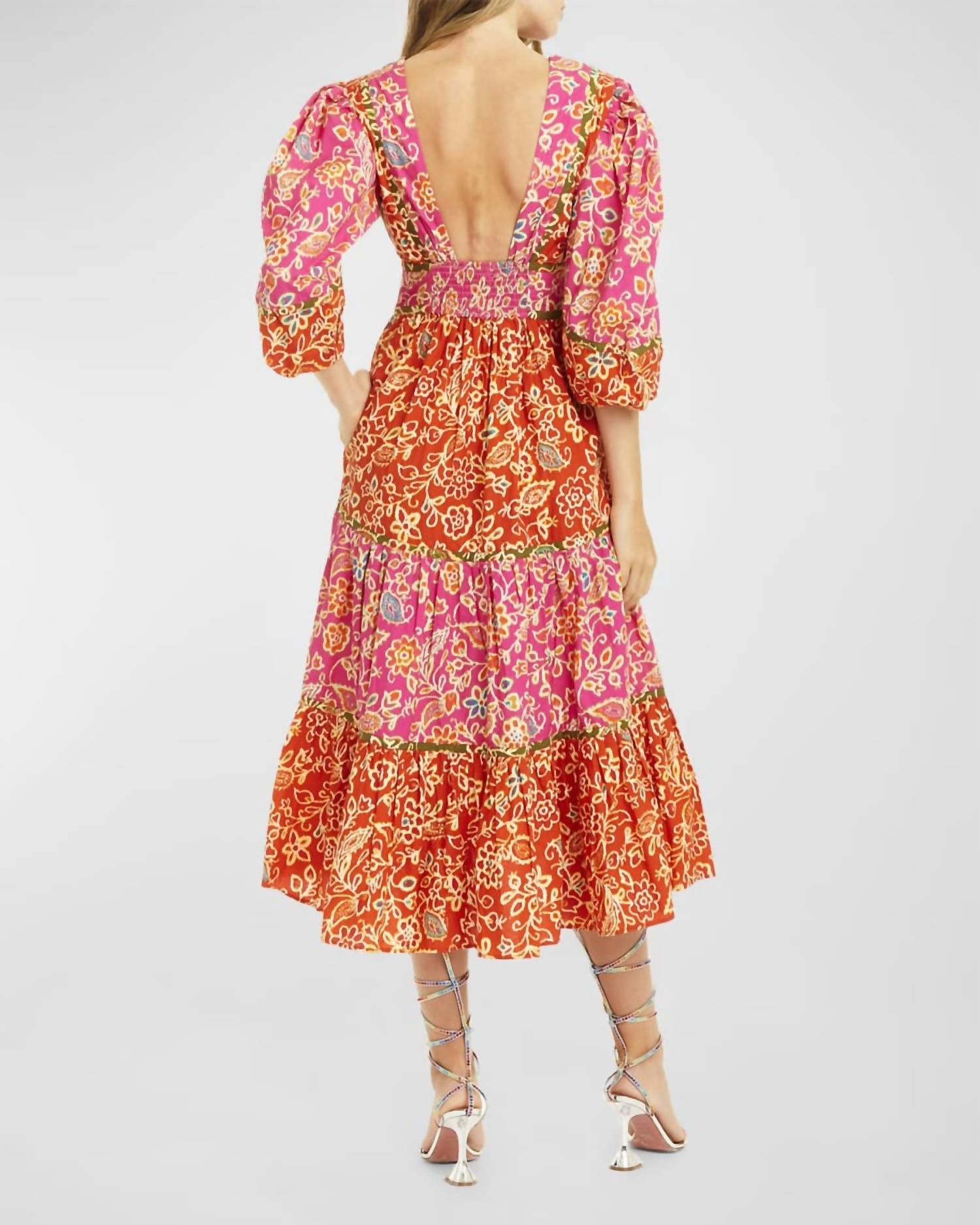 Elise Puff Sleeves Midi Dress