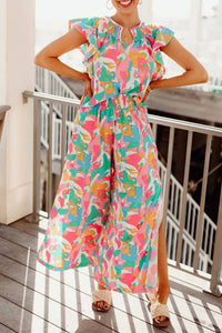Little Daisy Closet Floral Ruffled Sleeve Top And Smocked Wide Leg Pants Set in multi - women's sleepwear