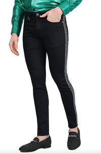 Barabas - Bad Boy Studded Slim Fit Jeans