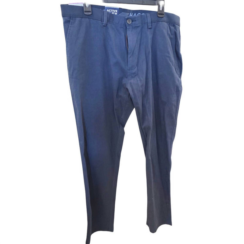 Haggar Men's Straight Fit Active Flex Waistband Dress Pants in midnight blue - men's jeans
