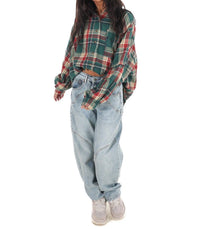 Easel - Washed Plaid Tunic Top