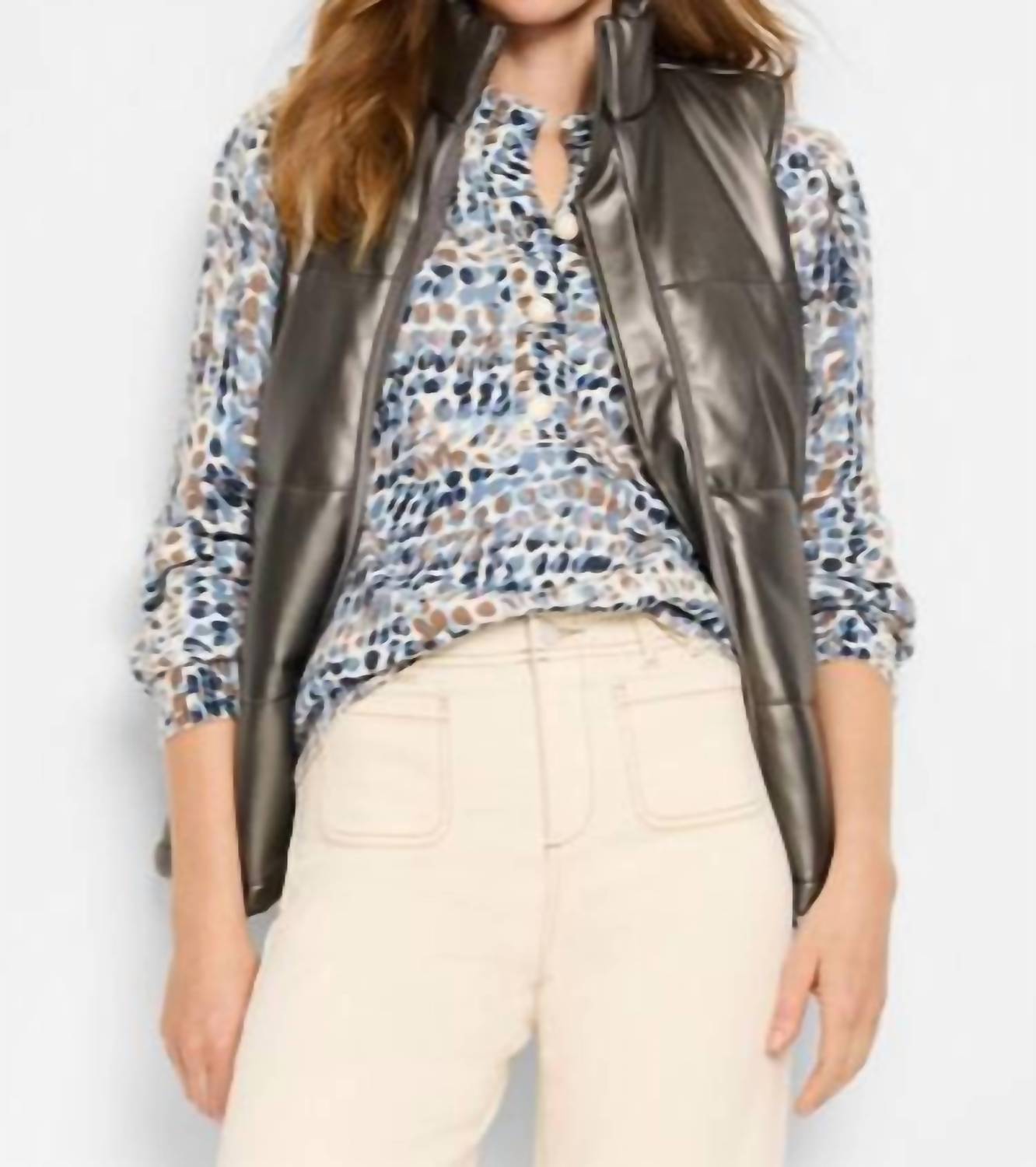 Nic + Zoe - Metallic Faux Puffer Vest