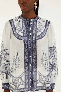 Farm Rio - COAST SCARF LONG SLEEVE BLOUSE