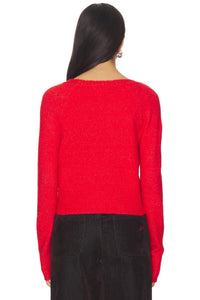 Free People School Girl Cardigan in cherry pop melange - women's cardigan - detail view