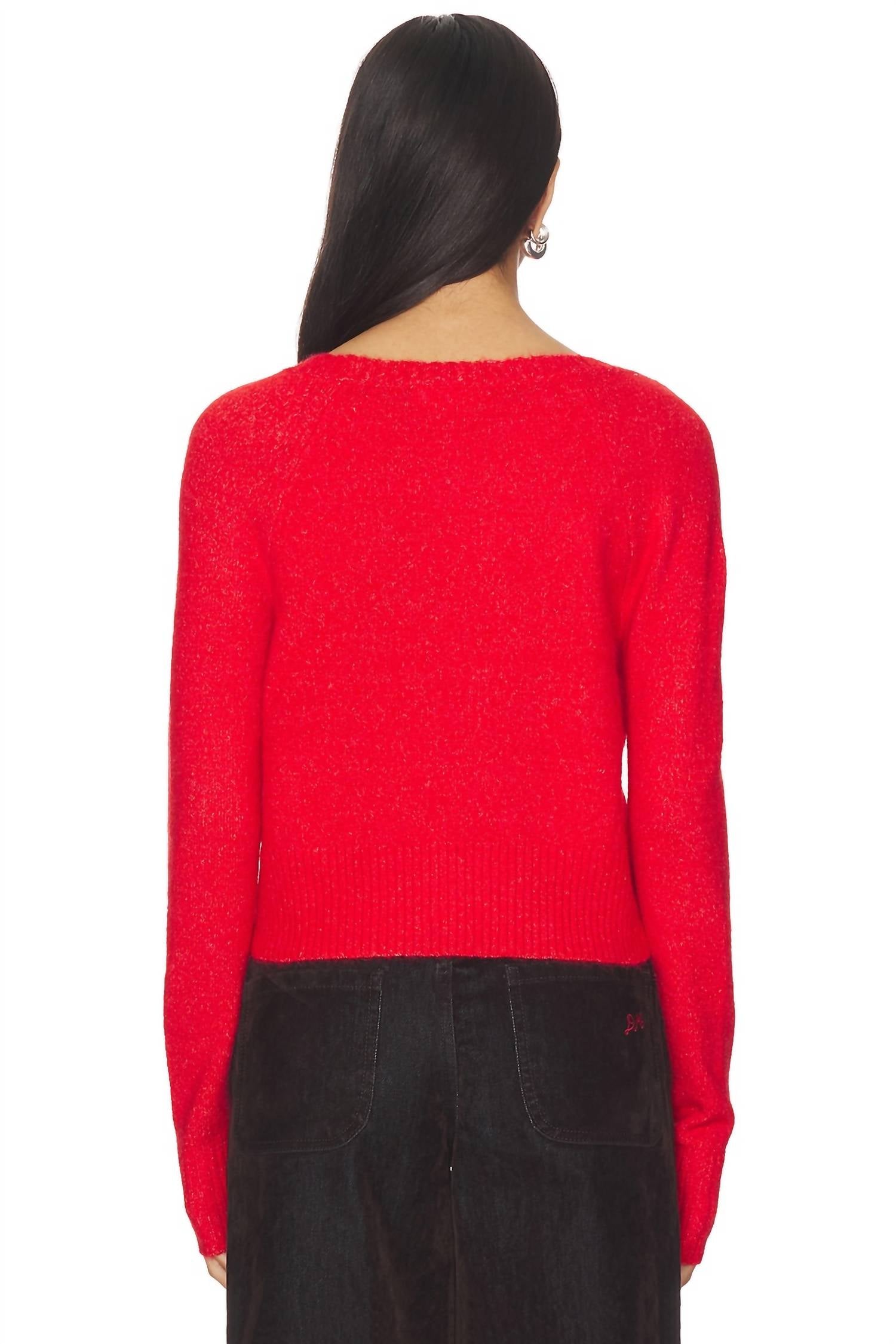 Free People School Girl Cardigan in cherry pop melange - women's cardigan - detail view