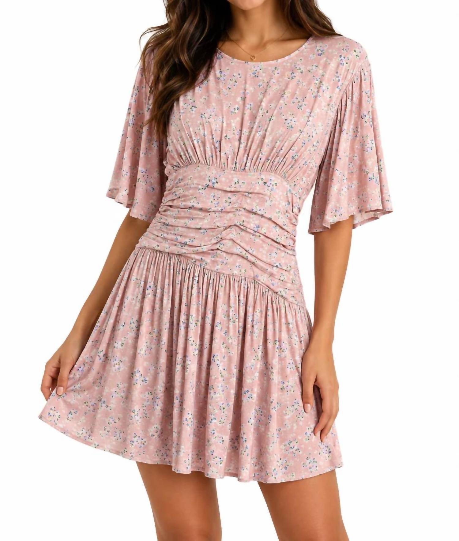 Sky To Moon - Short Sleeve Floral Cinch Waist Dress