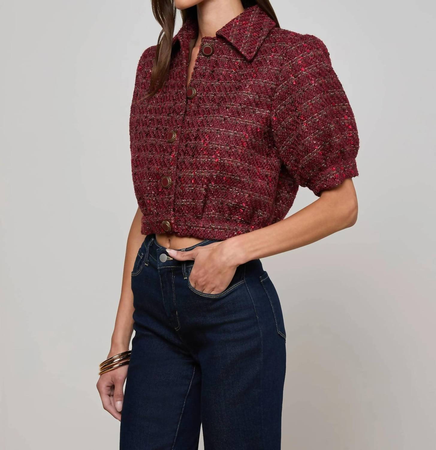 L'Agence - Cove Cropped Tweed Jacket