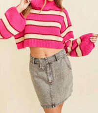 Cloud Ten - Cropped Stripe Turtleneck Sweater