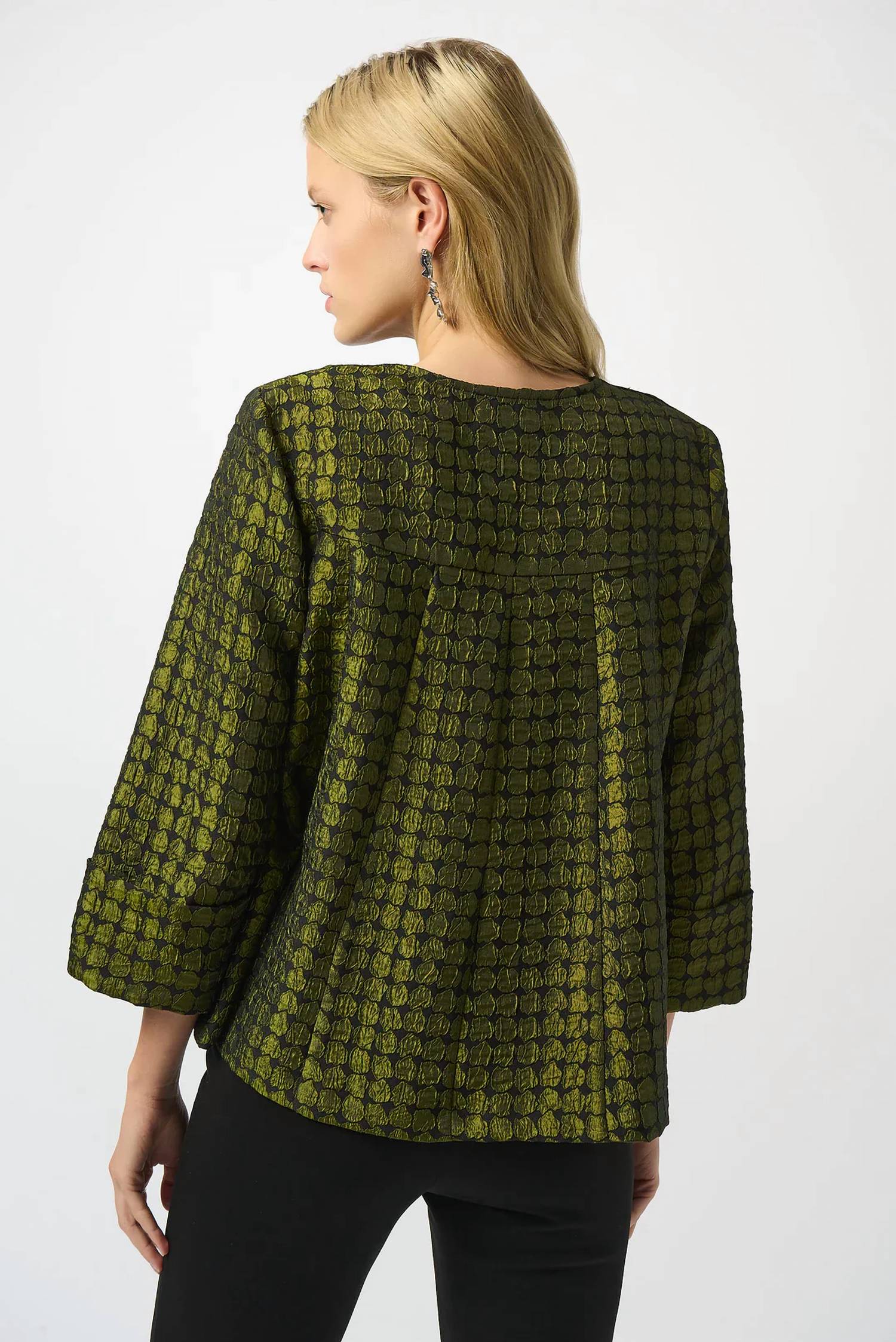 Joseph Ribkoff - Polka Dot Print Jacquard Swing Jacket