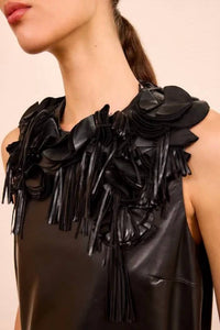 Ulla Johnson - Marlowe Foral Applique Leather Top