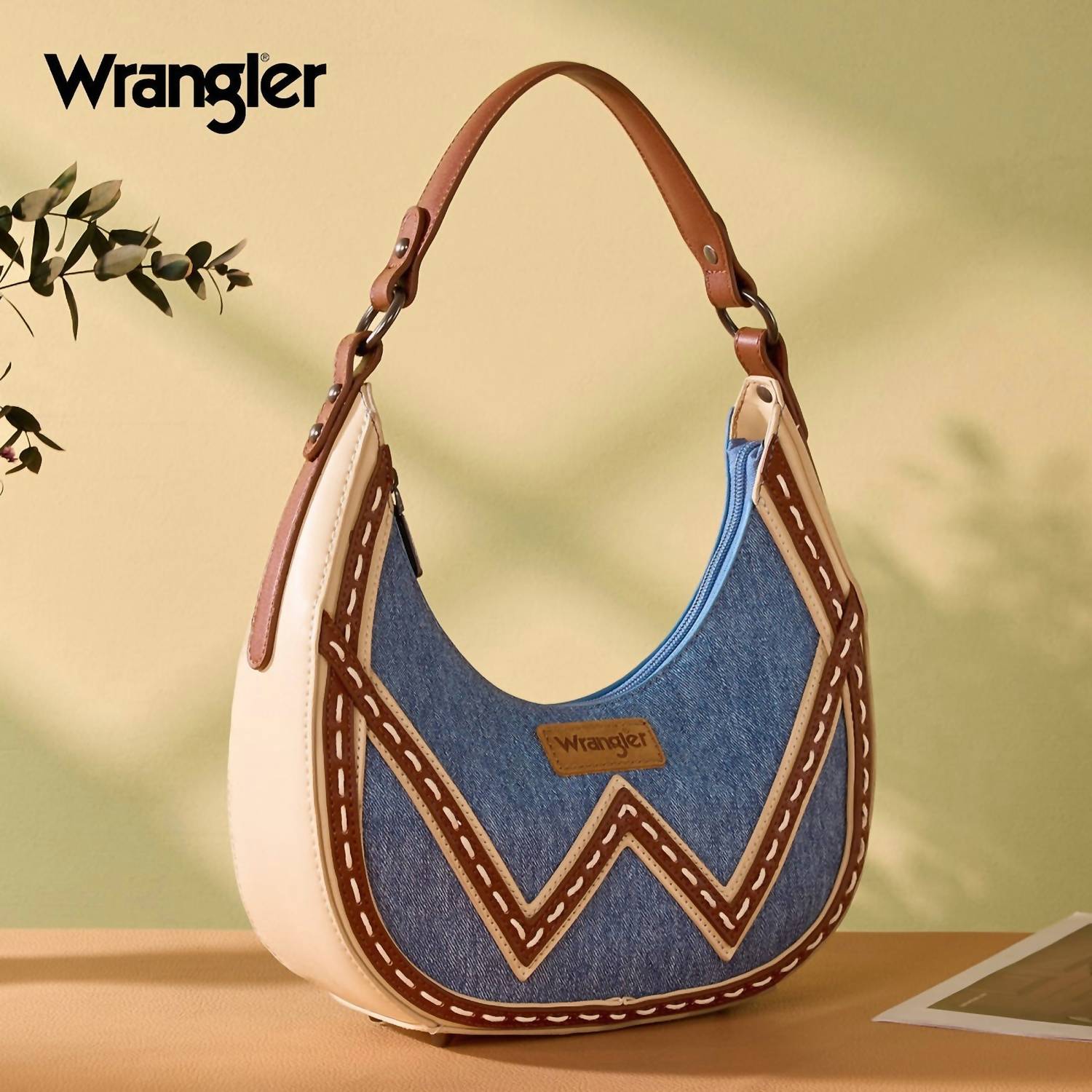 Wrangler - Western Contrast Stitch Chevron Hobo Shoulder Bag