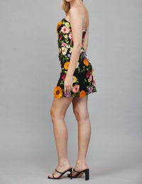 Fate All Over Flower Appliqué Strapless Dress in black multi - women's dress - view 7