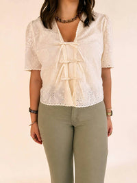 Dear John Denim - Cielo Embroidered Tie Front Blouse
