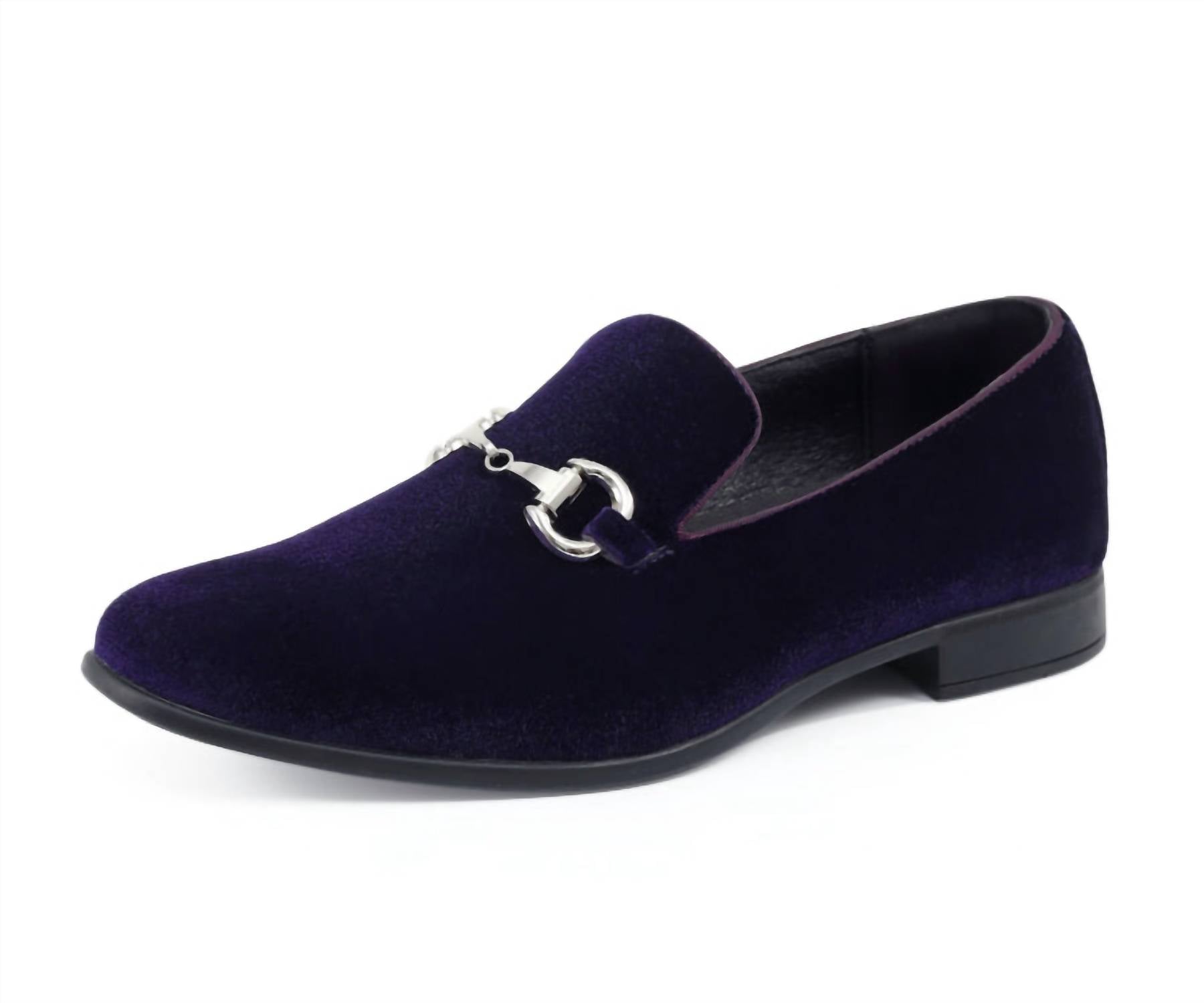 Amali Men's Brad Velvet Loafer in purple - men's loafer