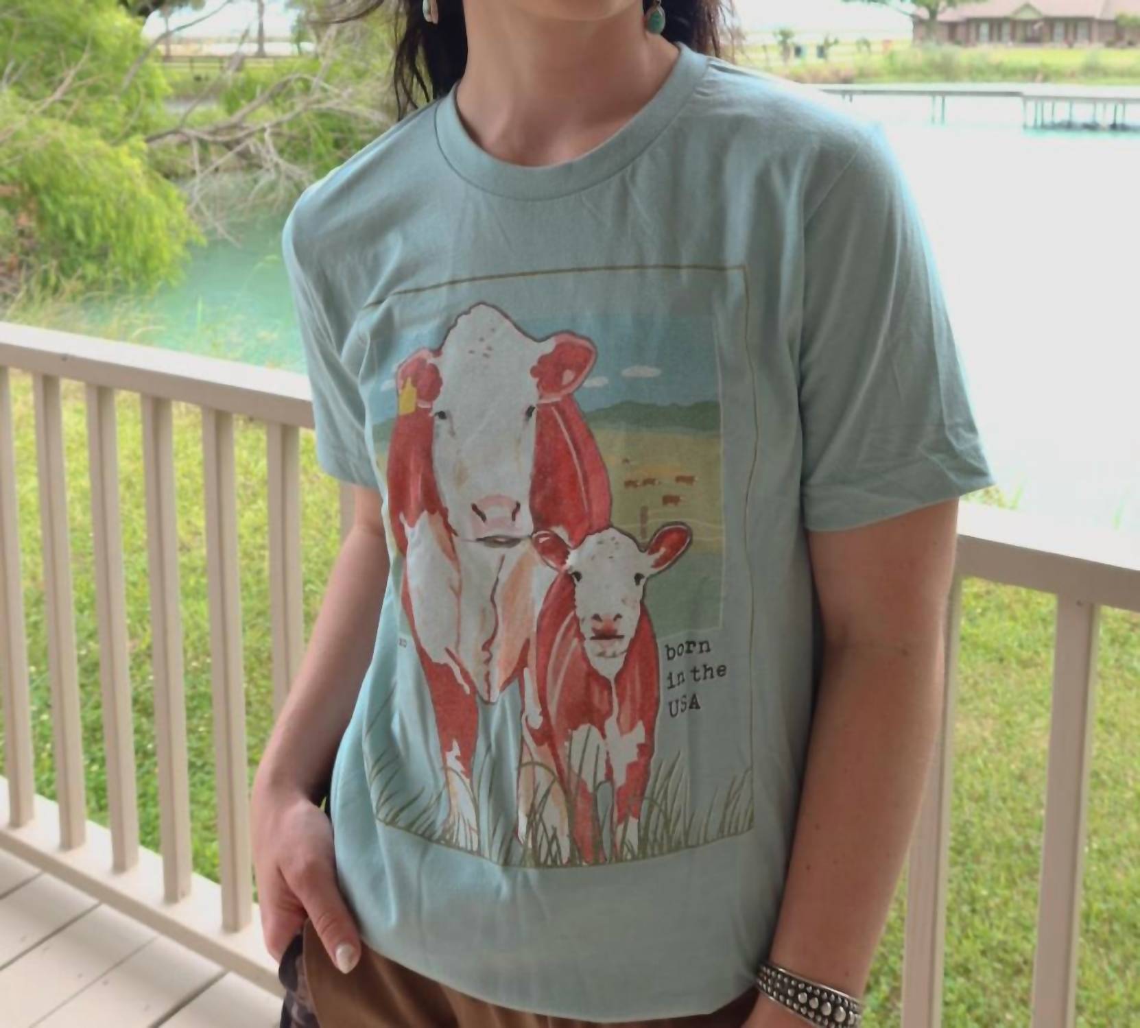 BELLA + CANVAS Born In The Usa Graphic Tee in the usa graphic tee in blue - women's t-shirt - alternate view