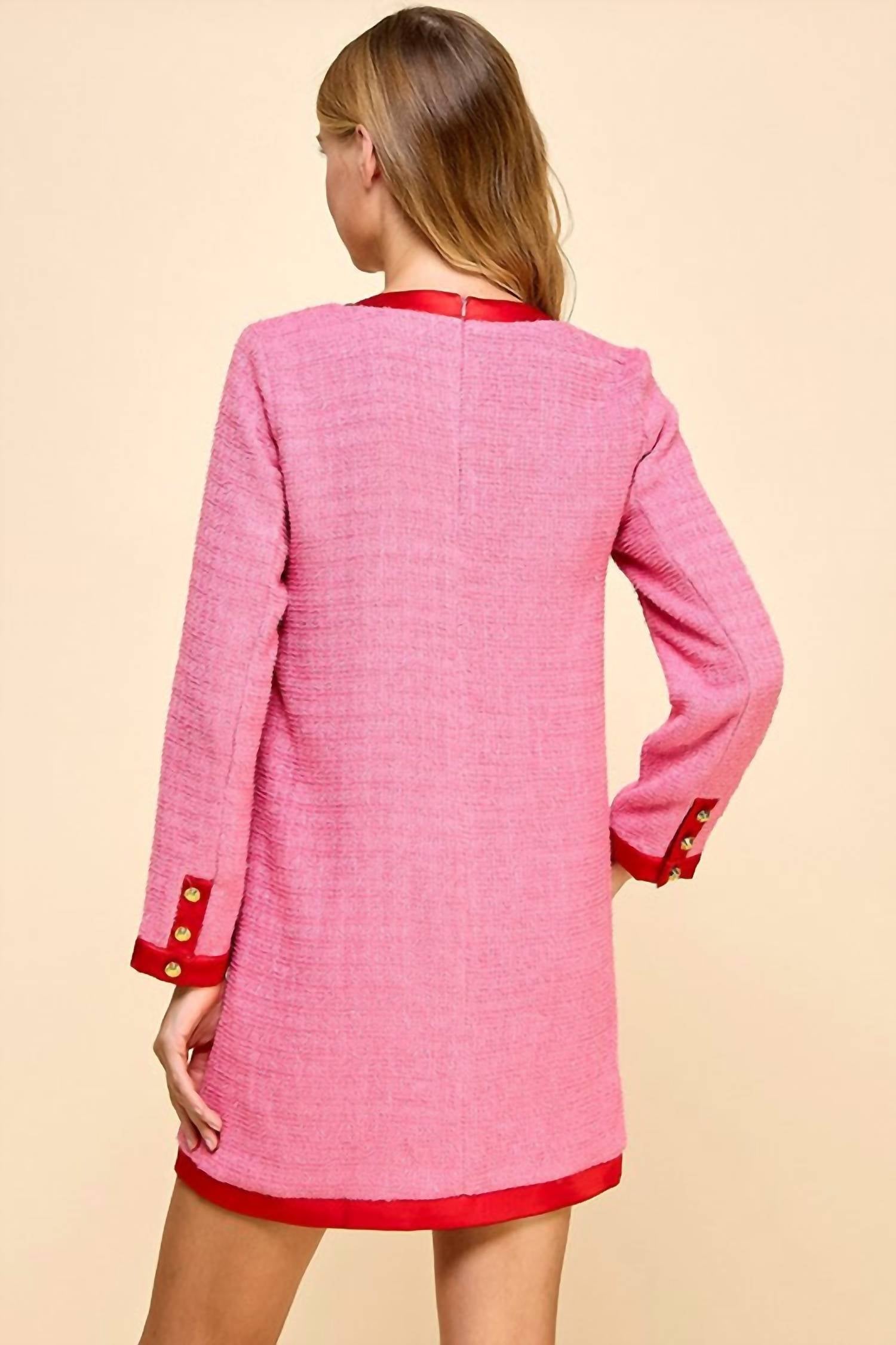 TCEC Gift Of All Tweed Bow Dress in pink - women's dress - view 4