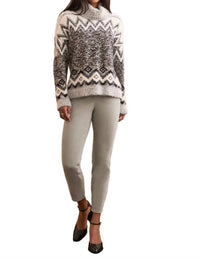 TRIBAL Turtleneck Intarsia Sweater - Plus in black - women's sweater