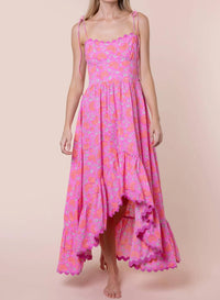 Juliet Dunn - Ginkgo Print High-low Floral Maxi Dress