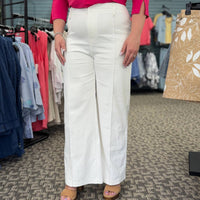 Entro - Solid High-rise Wide Leg Pants