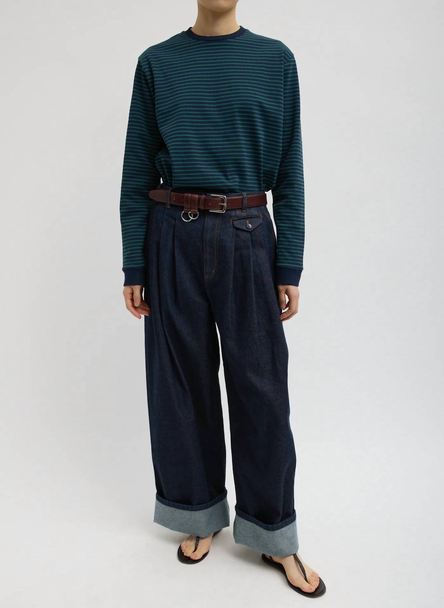 Tibi - Denim Triple Pleat Jean