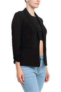 Philosophy - Shawl Collar Knit Crepe Blazer With Belt Pockets
