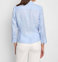 Nic + Zoe Isla Iconic Tie Front Shirt in powder blue - women's shirt - alternate view