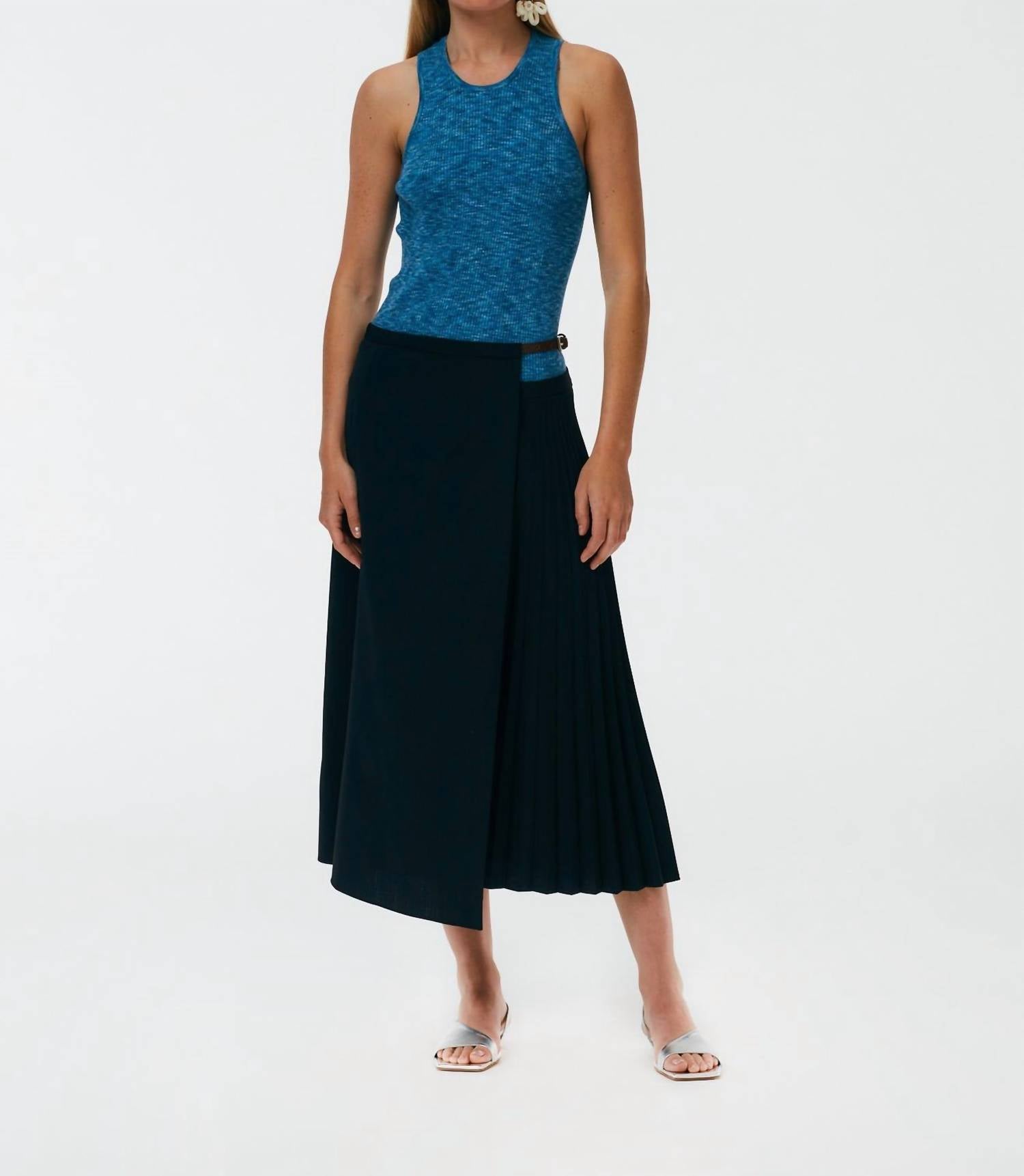 Tibi - Printed Combed Cotton Ribbed Sweater Tank