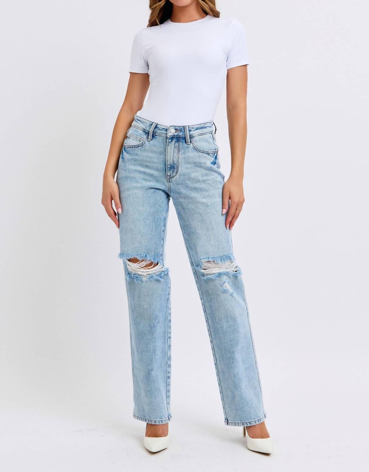 Judy Blue - High Waist Destroyed 90's Straight Jeans