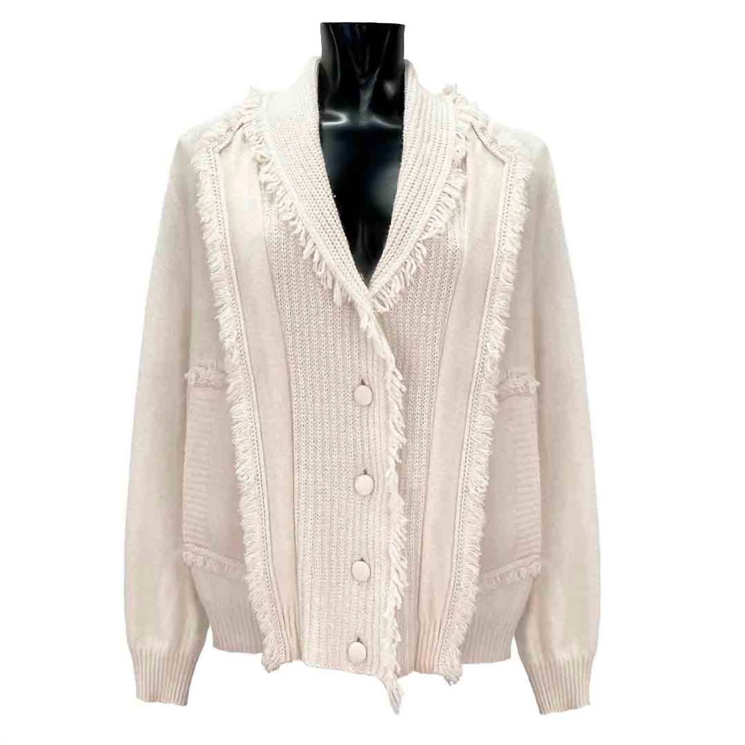 Tricot Chic - Women's Raw Edge Side Pockets Cardigan