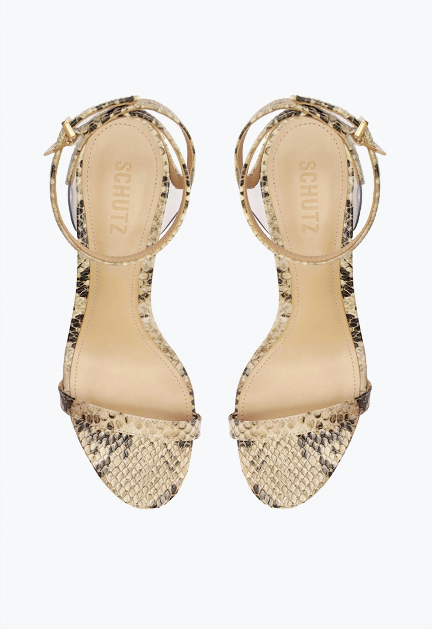 Schutz - Women's Skye Mid Snake Print Block Heel