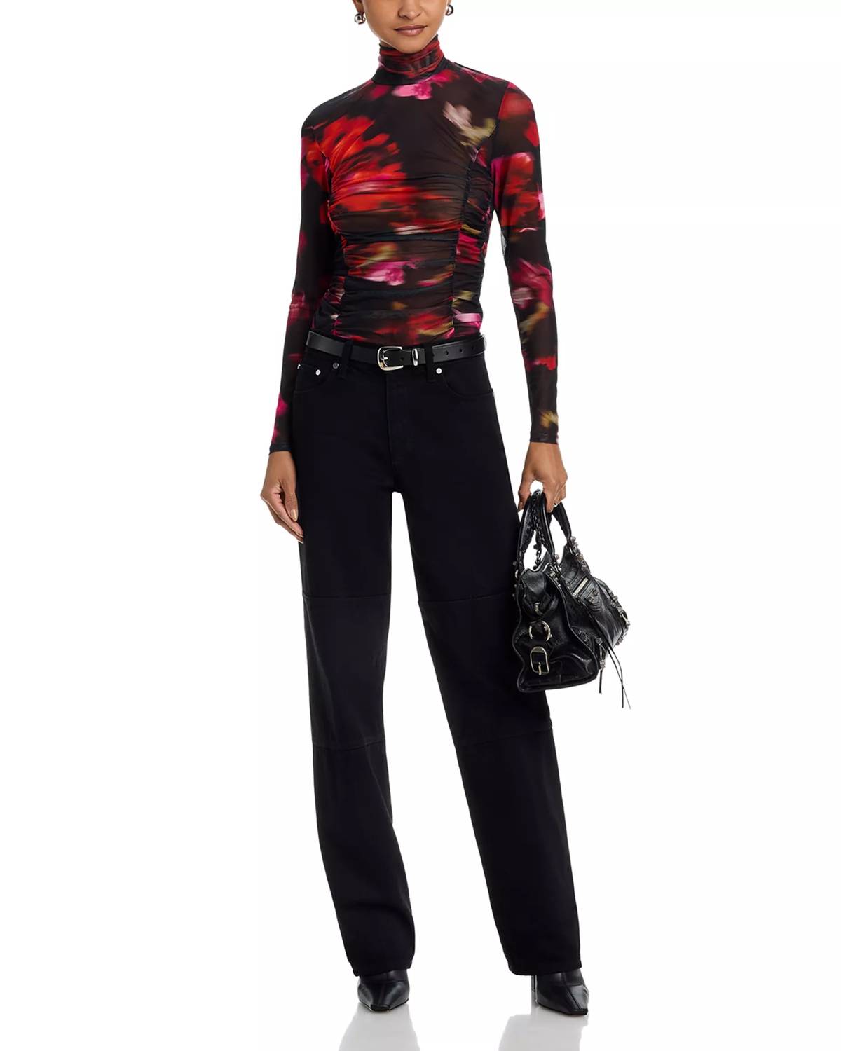 Steve Madden - Taylore Printed Mesh Mock Neck Top