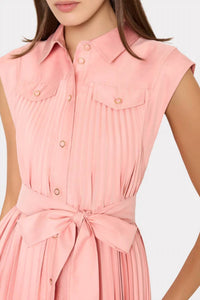 Milly - Johanna Pleated Twill Midi Dress