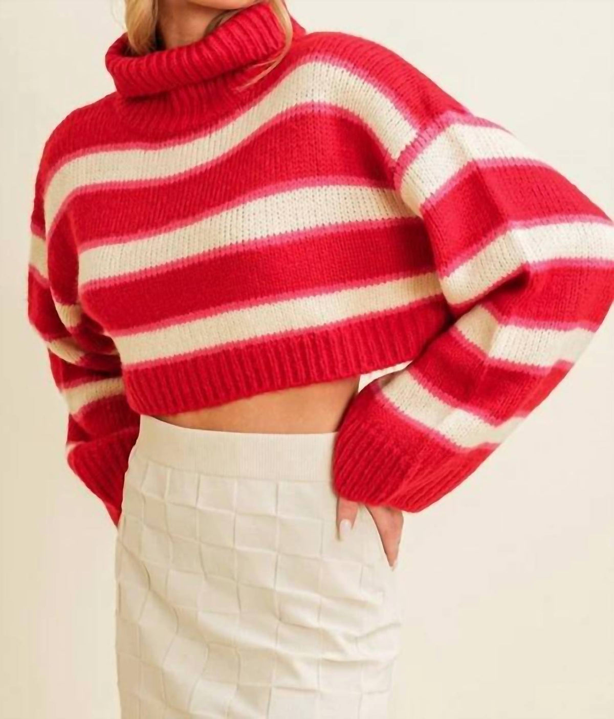 Cloud Ten - Cropped Stripe Turtleneck Sweater