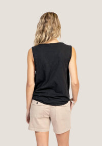 Dylan - Deep V Sleeveless Tie Top
